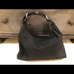 Vintage Gucci Black Canvas Horsebit Bag
